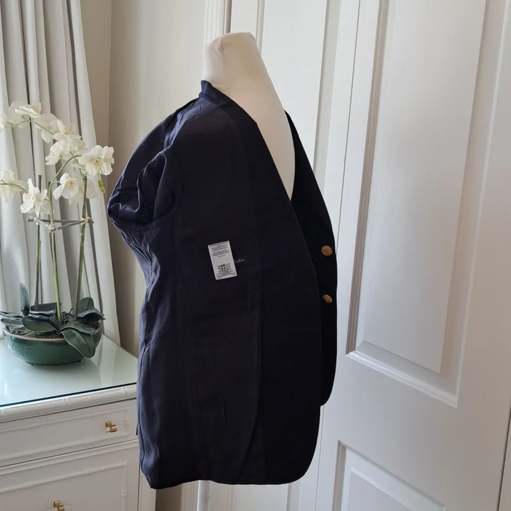 Brooks Brothers Boys Formal Navy Wool Blazer/Sport Coat Lined Gold‎ Buttons S-14